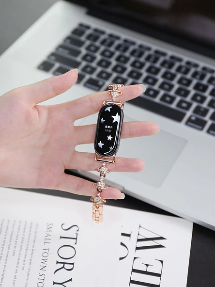 Xiaomi Bileklik 9 (NFC) için Metal Saturn Kordon - Rose Gold