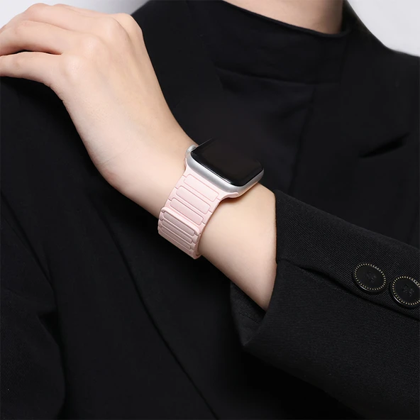 Manyetik Silikon Spor Apple Watch Kordonu 42mm S3/2/1 Oxford Pudra Yıldız Işığı