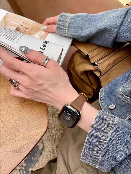 Xiaomi Bracelet 8pro Kahve Kahverengi Deri Kordon ve Ekran Koruyucu Film - 4