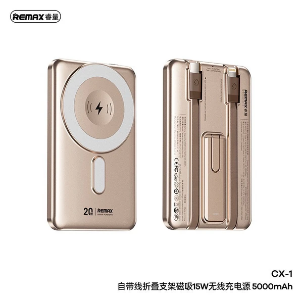 Manyetik Kablosuz Powerbank 5000mAh PD20W Hızlı Şarj - Altın