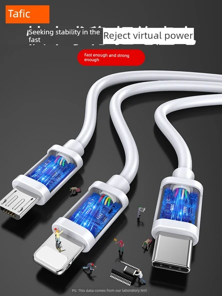 Üçlü USB 2.0 Data Kablosu - 2 Metre - Beyaz (Tekli Paket) - 5