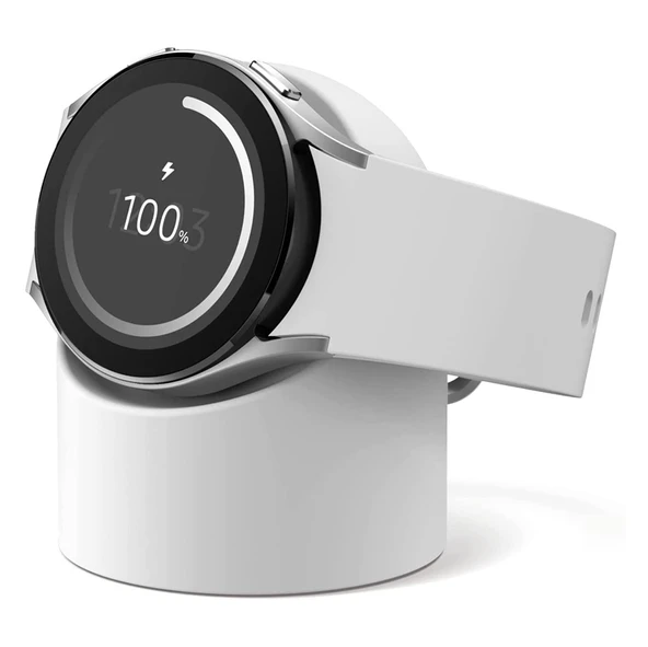 Samsung Watch 7/FE/Ultra için Silikon Şarj Standı - Beyaz