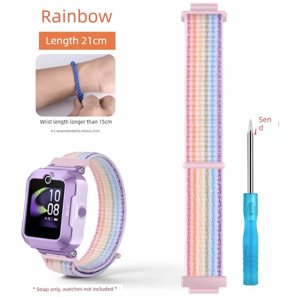 Çocuk Akıllı Saat Naylon Örgü Kordon - 5 Vitality Uyumlu - Uzun 21cm - Yedi Renkli