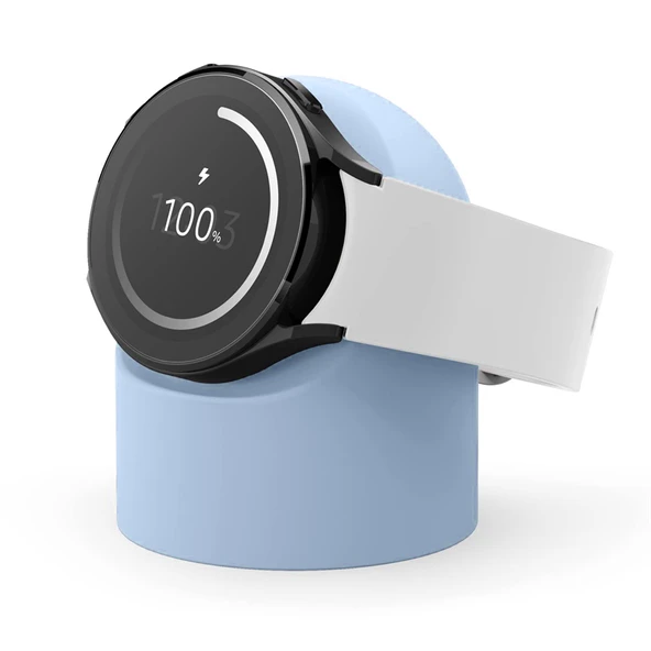 Samsung Watch 7/FE/Ultra için Silikon Şarj Standı - Açık Mavi