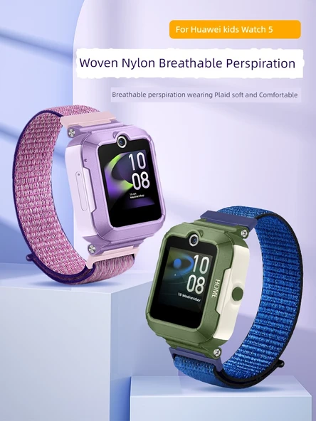 Çocuk Akıllı Saat Naylon Örgü Kordon - 5 Uyumlu - Uzun 21cm - Siyah - Resim 2