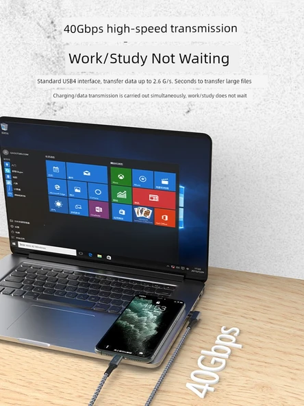 240W Type-C Data Kablosu - 0.5m - Düzden Üç Boyutlu Bükümlü - Resim 4