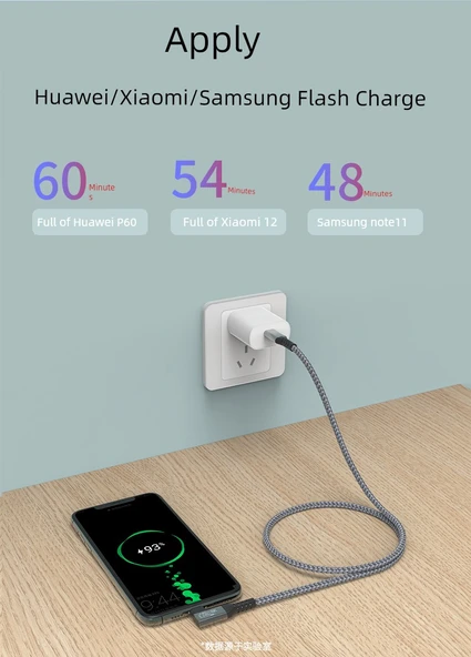 240W Type-C Data Kablosu - 1.5m - Düzden Yana Bükümlü - 8