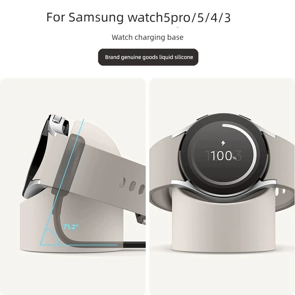 Samsung Watch 5 40/44mm için Silikon Şarj Standı - Açık Mavi - 5