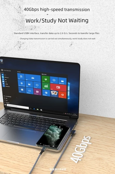 240W Type-C Data Kablosu - 0.5m - Düzden Üç Boyutlu Bükümlü - Resim 2