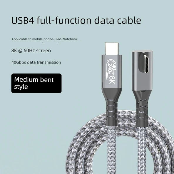 240W Type-C Data Kablosu - 2m - Düzden Ortaya Bükümlü