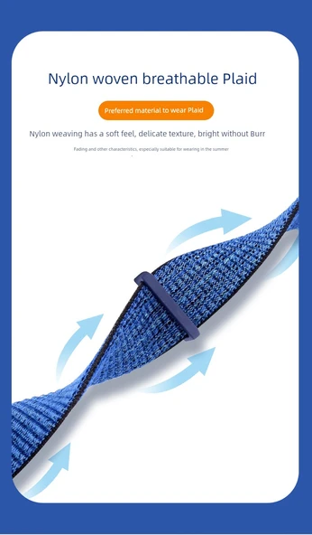 Çocuk Akıllı Saat Naylon Örgü Kordon - 5 Uyumlu - Uzun 21cm - Siyah - Resim 9