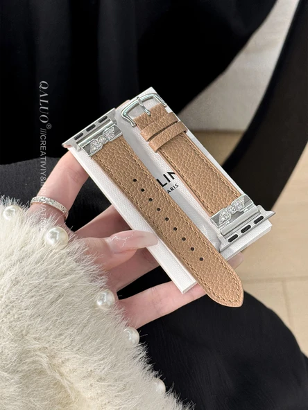 Apple Watch 40mm (SE/4/5/6. Nesil) için Yaylı Deri Kordon - Metre Deve Tüyü