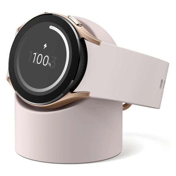 Samsung Watch 7/FE/Ultra için Silikon Şarj Standı - Pembe