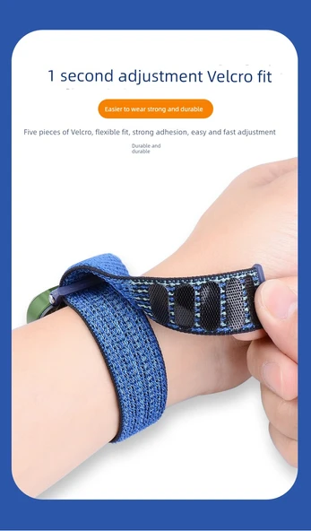 Çocuk Akıllı Saat Naylon Örgü Kordon - 5 Uyumlu - Uzun 21cm - Siyah - Resim 11