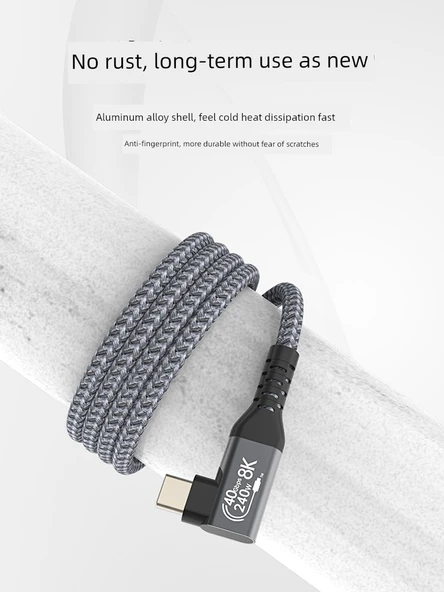 240W Type-C Data Kablosu - 0.5m - Düzden Üç Boyutlu Bükümlü - Resim 6