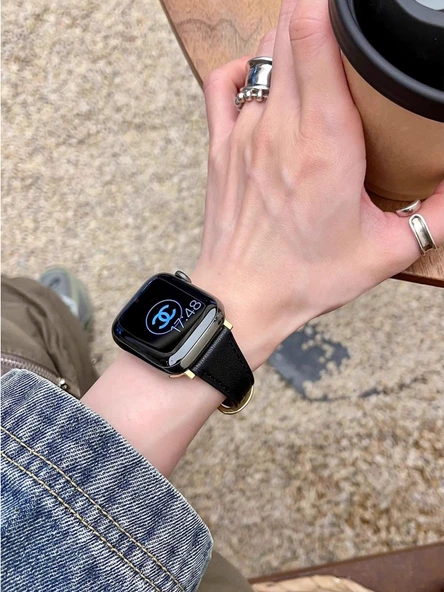 Redmi Watch 5 Siyah Altın Deri Kordon - Resim 6