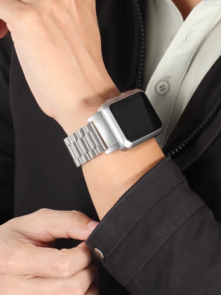 Huawei Watch D Gümüş Çelik Manyetik Atlama Tokalı Hava Yastıklı Kapaklı Kordon - 5