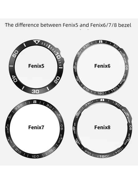 Garmin Fenix 5/5 Plus Uyumlu Gümüş Çerçeveli Siyah Yazılı Havacılık Alaşımlı Metal Halka ve 5 Adet Siyah Toz Tıkacı - 6