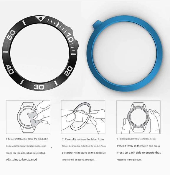 Garmin Fenix 5/5 Plus Uyumlu Gümüş Çerçeveli Siyah Yazılı Havacılık Alaşımlı Metal Halka ve 5 Adet Siyah Toz Tıkacı - 12