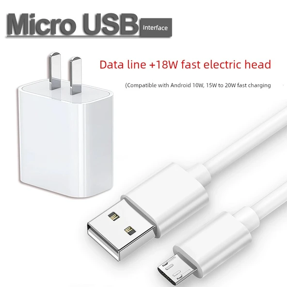Trapezoidal Micro USB Data Kablosu - 1.5m - 18W Hızlı Şarj Başlıklı