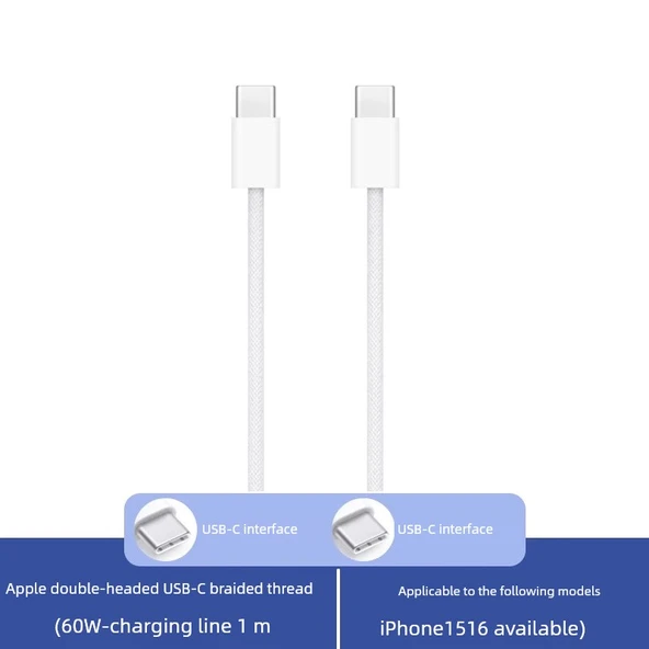 Çift Taraflı USB-C Örgülü Kablo 1m (15/16 Serisi)
