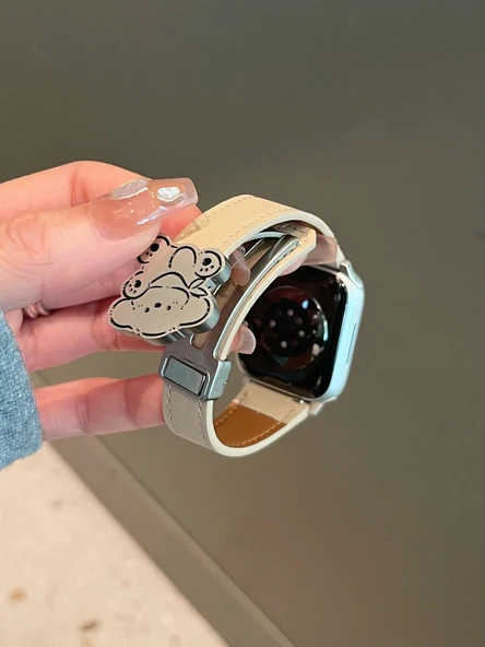 Apple Watch SE/6/5/4 (40mm) için Deri Manyetik Tokalı Kordon - Kayısı Rengi