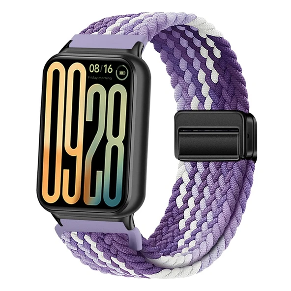 Redmi Watch 5 Active Mıknatıslı Tokalı Naylon Örgü Kordon - Üzüm Moru