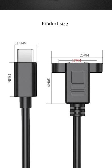 Type-C USB 3.1 Uzatma Kablosu - 0.5m - 16 Çekirdek - 10GPBS - 12