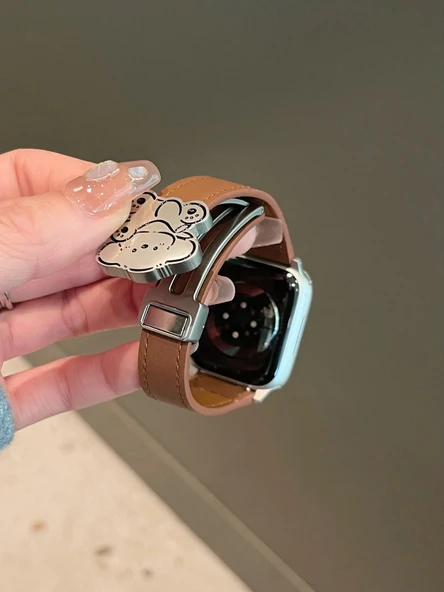 Apple Watch 3/2/1 (42mm) için Deri Manyetik Tokalı Kordon - Kahverengi
