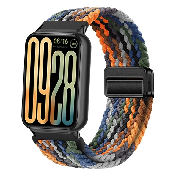 Redmi Watch 5 Lite/Active 22mm Mıknatıslı Tokalı Naylon Örgü Kordon - Kamuflaj Renkli