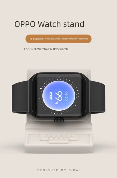 Taşınabilir Manyetik Saat Şarj Standı - Siyah - OPPO Watch X, 4pro, One Plus Watch 2, 3, 3Pro, SE - 6