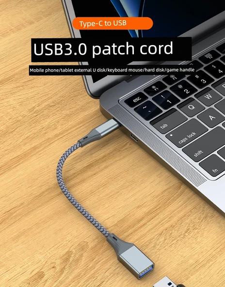 USB-C - USB 3.0 OTG Adaptör - Açık Gri - Yüksek Hızlı - 6