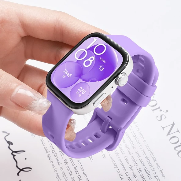 Huawei Watch Fit 2 Resmi Silikon Kordon - Leylak Moru