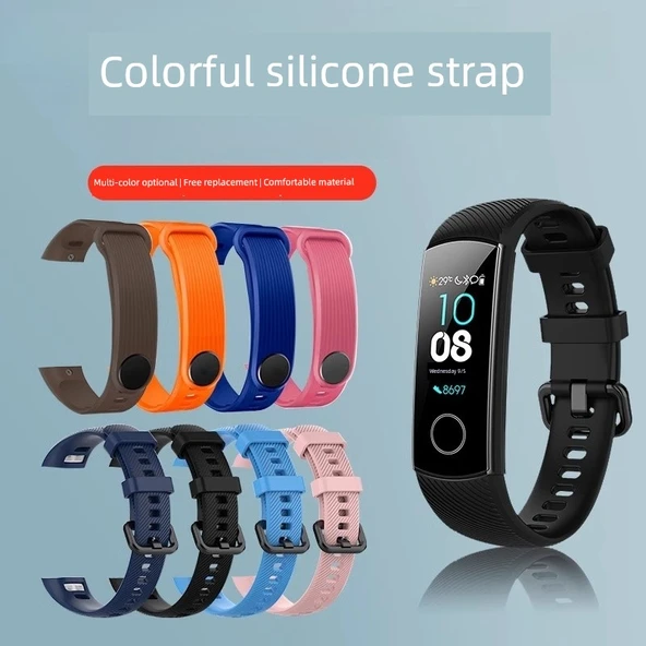 Huawei Honor Bileklik 3/3Pro/4Pro Uyumlu Pembe Silikon Kordon - 2