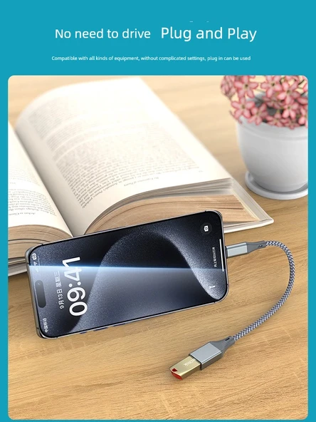 USB-C - USB 3.0 OTG Adaptör - Açık Gri - Yüksek Hızlı - 3