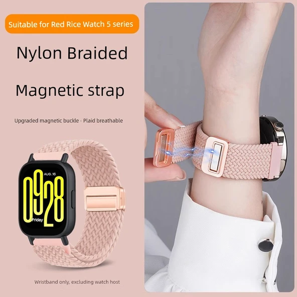 Redmi Watch 5 Lite Mıknatıslı Tokalı Naylon Örgü Kordon - Böğürtlen - 6