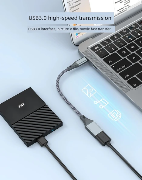 USB-C - USB 3.0 OTG Adaptör - Açık Gri - Yüksek Hızlı - 10