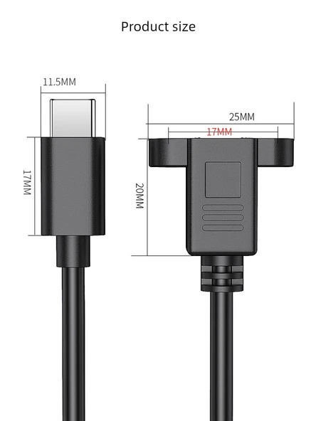 Type-C USB 3.1 Uzatma Kablosu - 0.5m - 16 Çekirdek - 10GPBS - 6