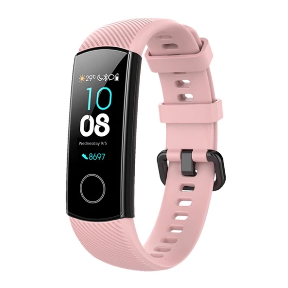Huawei Honor Bileklik 4/5 Uyumlu Pembe Silikon Kordon