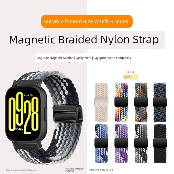 Redmi Watch 5 Active Mıknatıslı Tokalı Naylon Örgü Kordon - Böğürtlen - 2