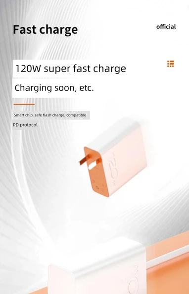 120W Hızlı Şarj Başlığı + 1 Metre Kablo (2 Adet) - IQOO/VIVO Serisi - 6