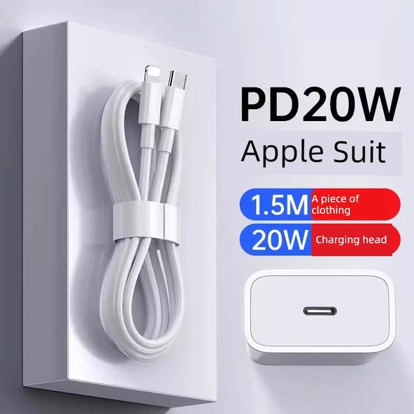 45W Android ve Apple Uyumlu GaN Şarj Aleti - 20W Tek Port, 1.5m PD Hızlı Şarj Kablolu