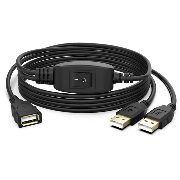 USB Yazıcı Paylaşım Kablosu - 2 Port USB 2.0 - 0.5m Ana Hat, 1m Alt Hat