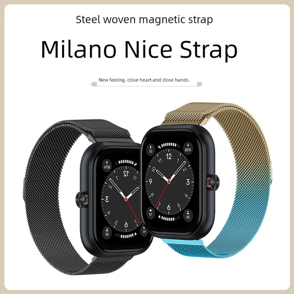 Honor Haylou Xiaomi Akıllı Saatler için Milanese Manyetik Kordon - Gül Pembe - 2