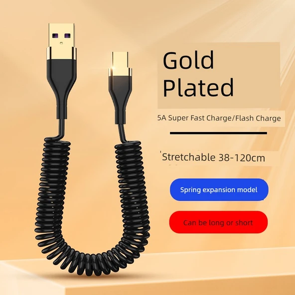 Üçü Bir Arada Yaylı Şarj ve Data Kablosu - Android Type-C Apple - 2