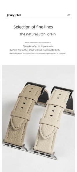 Apple Watch 1-9/SE 45/44/42mm için Litchi Desenli Deri Kordon - Koyu Kahverengi (Model 1) - 10
