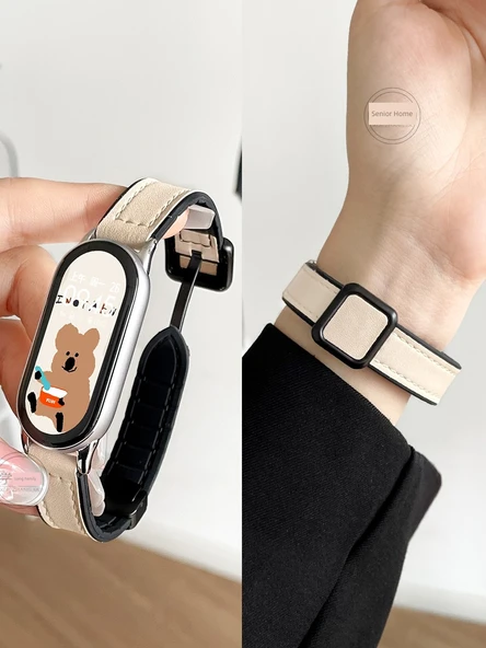 Xiaomi Bileklik 9 Seramik Silikon Deri Manyetik Tokalı Kayış - Mavi - 7