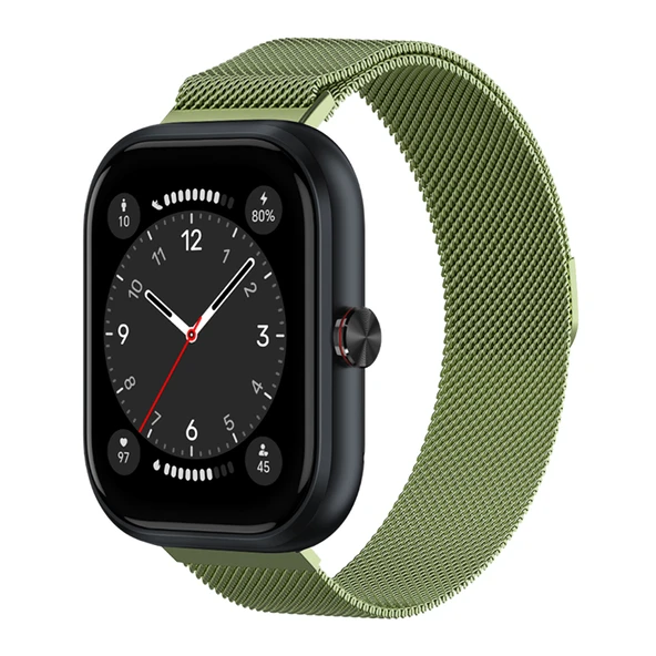 Honor Haylou Xiaomi Akıllı Saatler için Milanese Manyetik Kordon - Matcha Yeşili