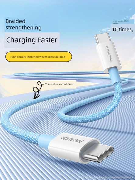 100W 1m USB Type-C - Type-C Şarj Kablosu - Gri Örgülü - 2
