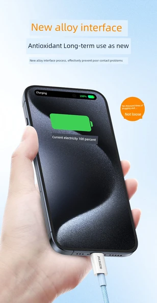 100W 1m USB Type-C - Type-C Şarj Kablosu - Gri Örgülü - 10